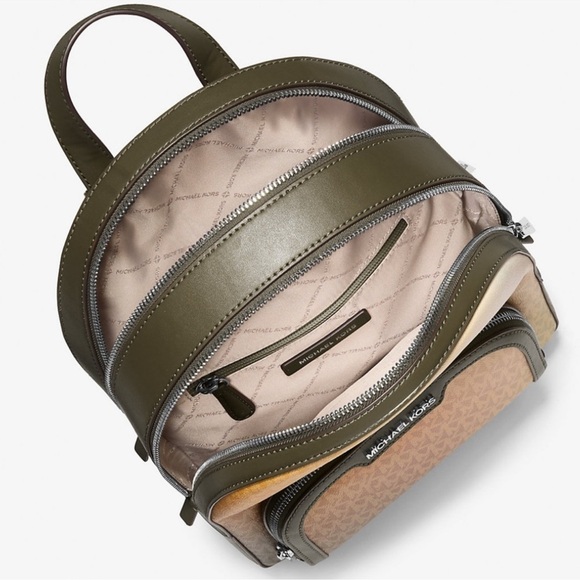 Michael Kors Jaycee Medium Ombré Signature Logo Backpack Olive Combo - Picture 8 of 10